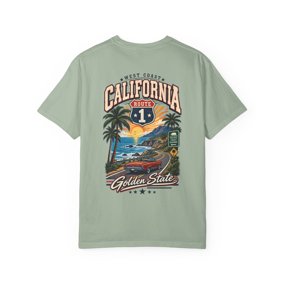 California West Coast Highway  Unisex Comfort Color 1717 Streetwear Graphic Tee