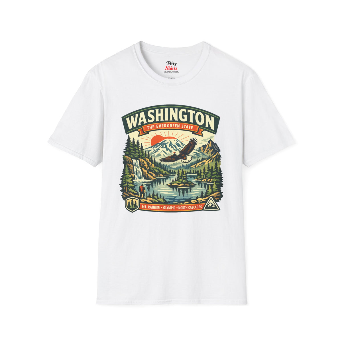 Washington Evergreen State Adventure Unisex Softstyle T Shirt State Pride Graphic Tee Collections FS03