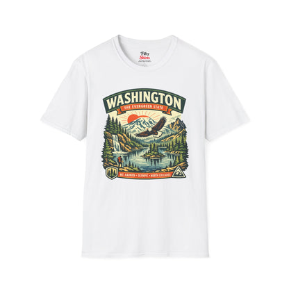 Washington Evergreen State Adventure Unisex Softstyle T Shirt State Pride Graphic Tee Collections FS03