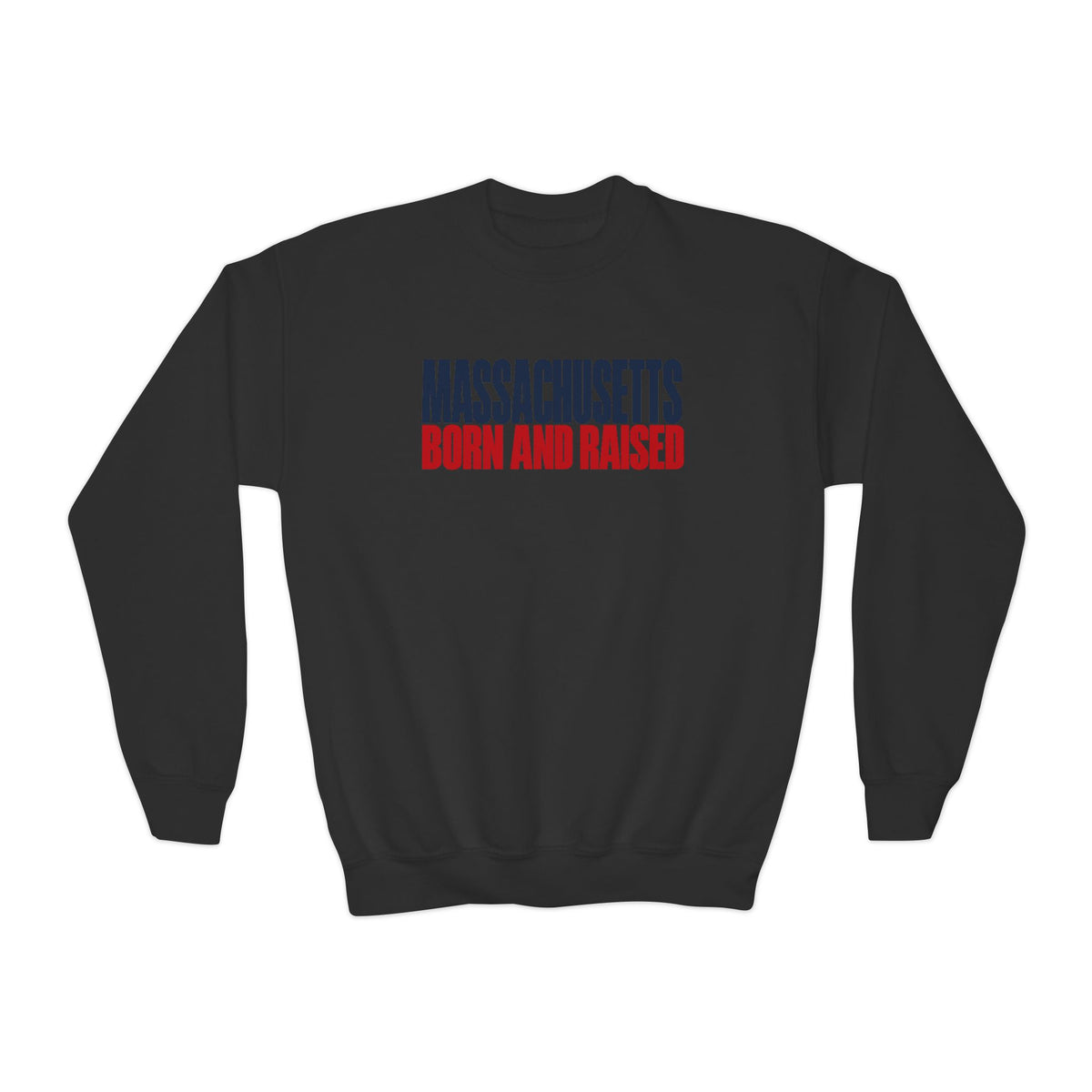 Massachusetts Born and Raised Modern Streetwear Unisex Youth Crewneck Sweatshirt