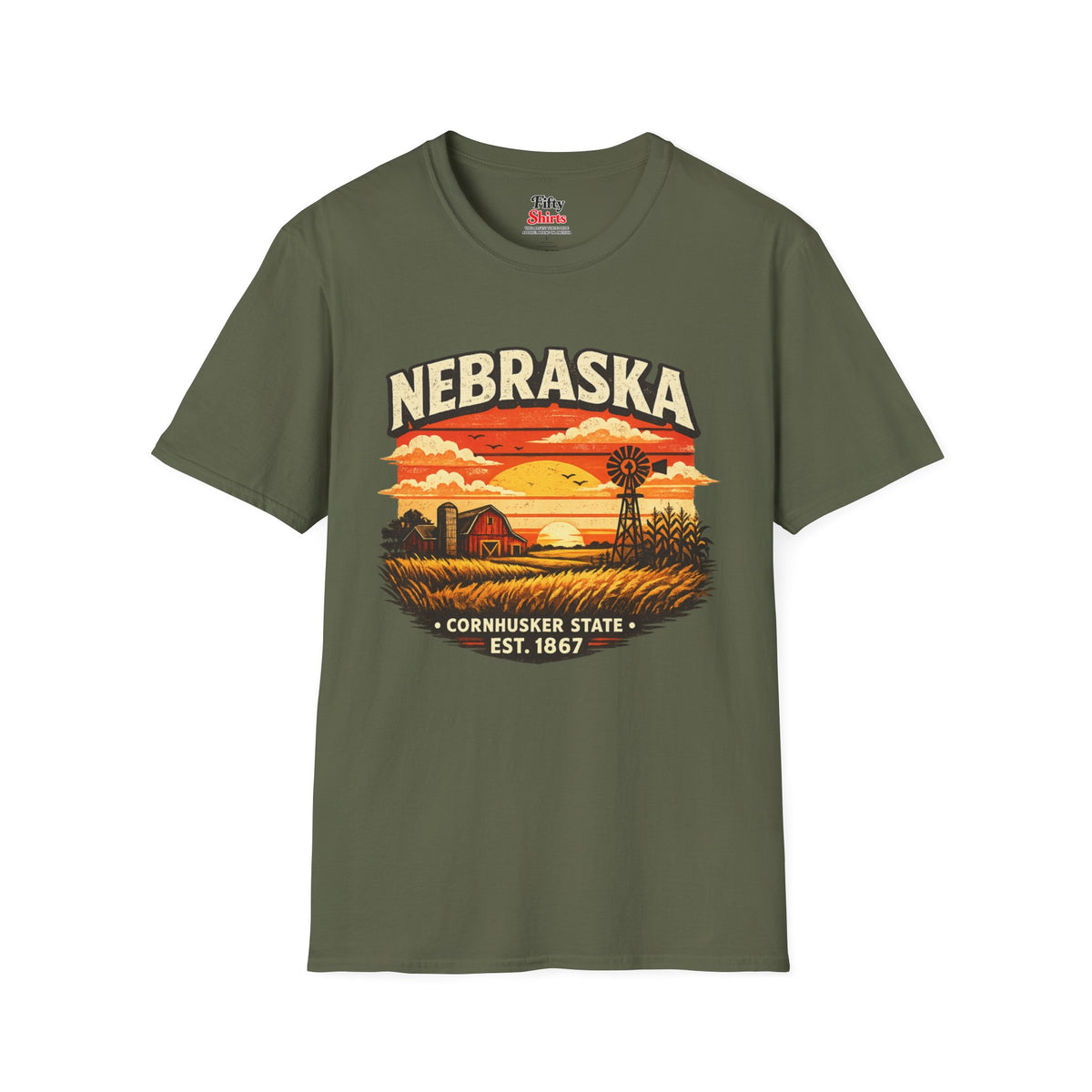 Nebraska Prairie Sunset Unisex Softstyle T Shirt State Pride Graphic Tee Collections FS03