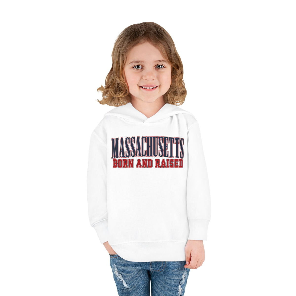 Massachusetts Born and Raised High-End Editorial Unisex Toddler Pullover Fleece Hoodie