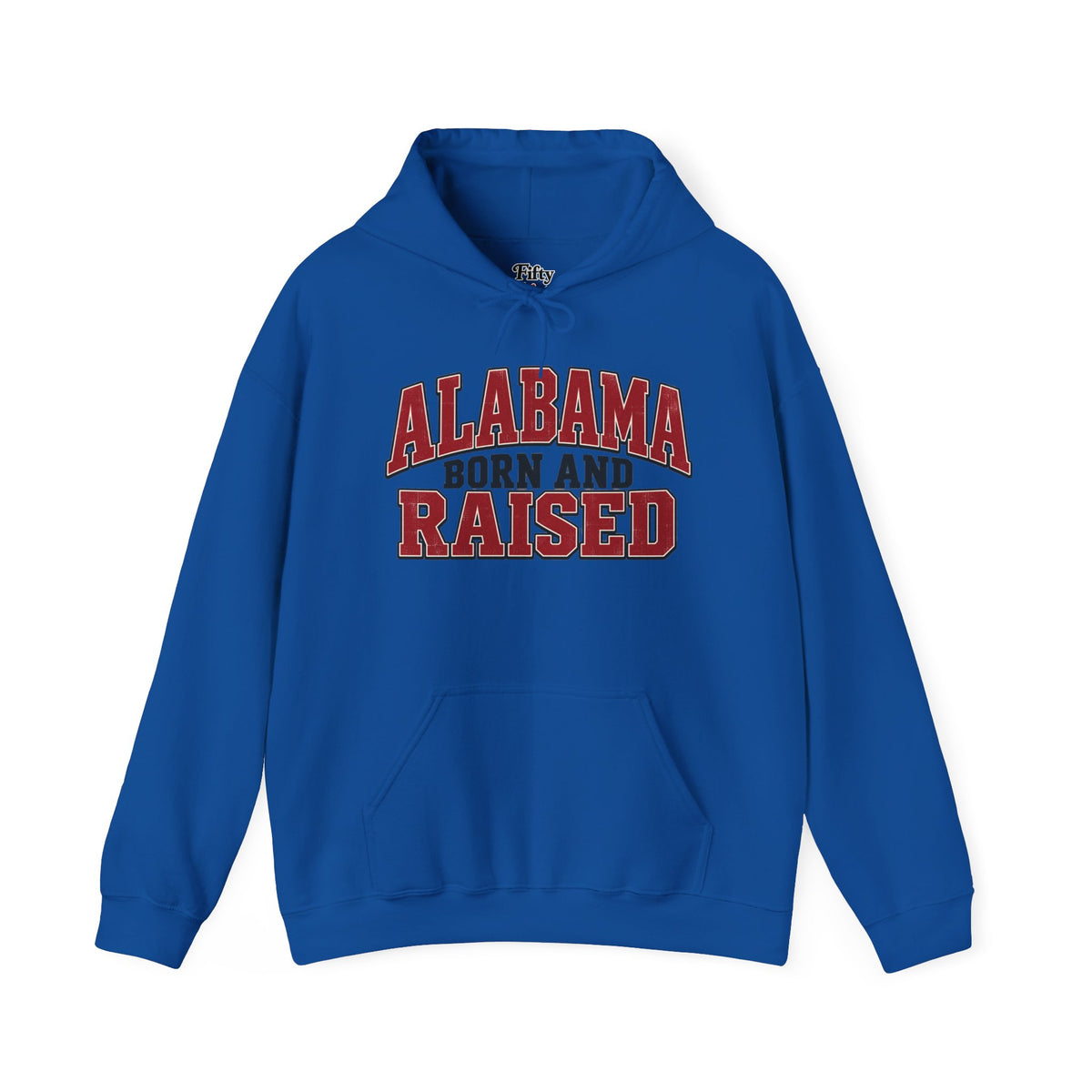 Alabama Born and Raised Unisex Hoodie State Name Graphic