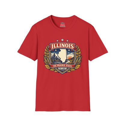 Illinois Heritage Badge Unisex Softstyle T Shirt State Pride Graphic Tee Collections FS03