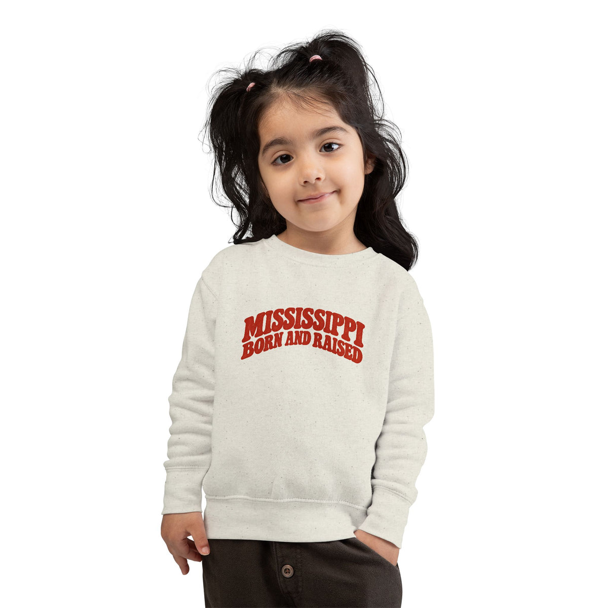 Mississippi Born and Raised Retro 1970s Unisex Toddler Sweatshirt