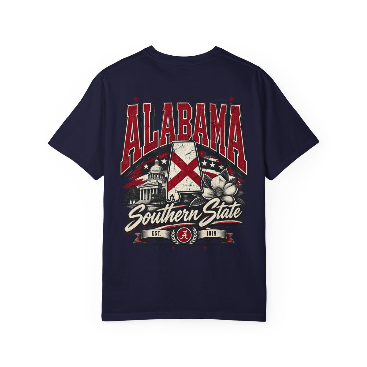 Alabama State Lettering Unisex Comfort Color 1717 Streetwear Graphic Tee