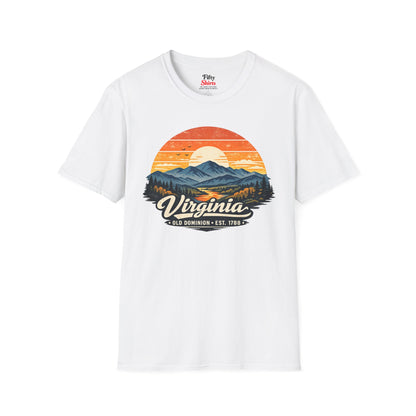 Virginia Mountain Sunset Unisex Softstyle T Shirt State Pride Graphic Tee Collections FS03