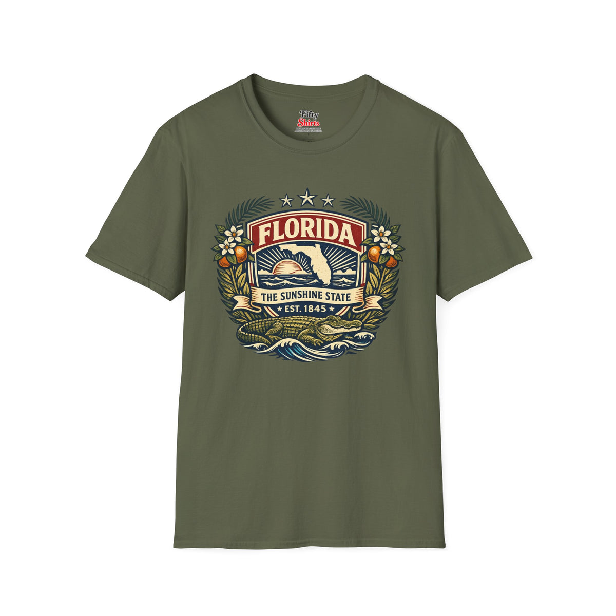 Florida Heritage Badge Unisex Softstyle T Shirt State Pride Graphic Tee Collections FS03