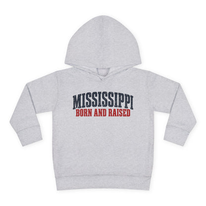 Mississippi Born and Raised Minimal Vintage Unisex Toddler Pullover Fleece Hoodie
