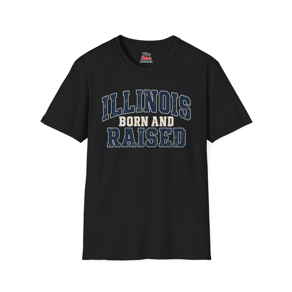 Illinois Born and Raised Unisex Softstyle T Shirt State Name Graphic Tee