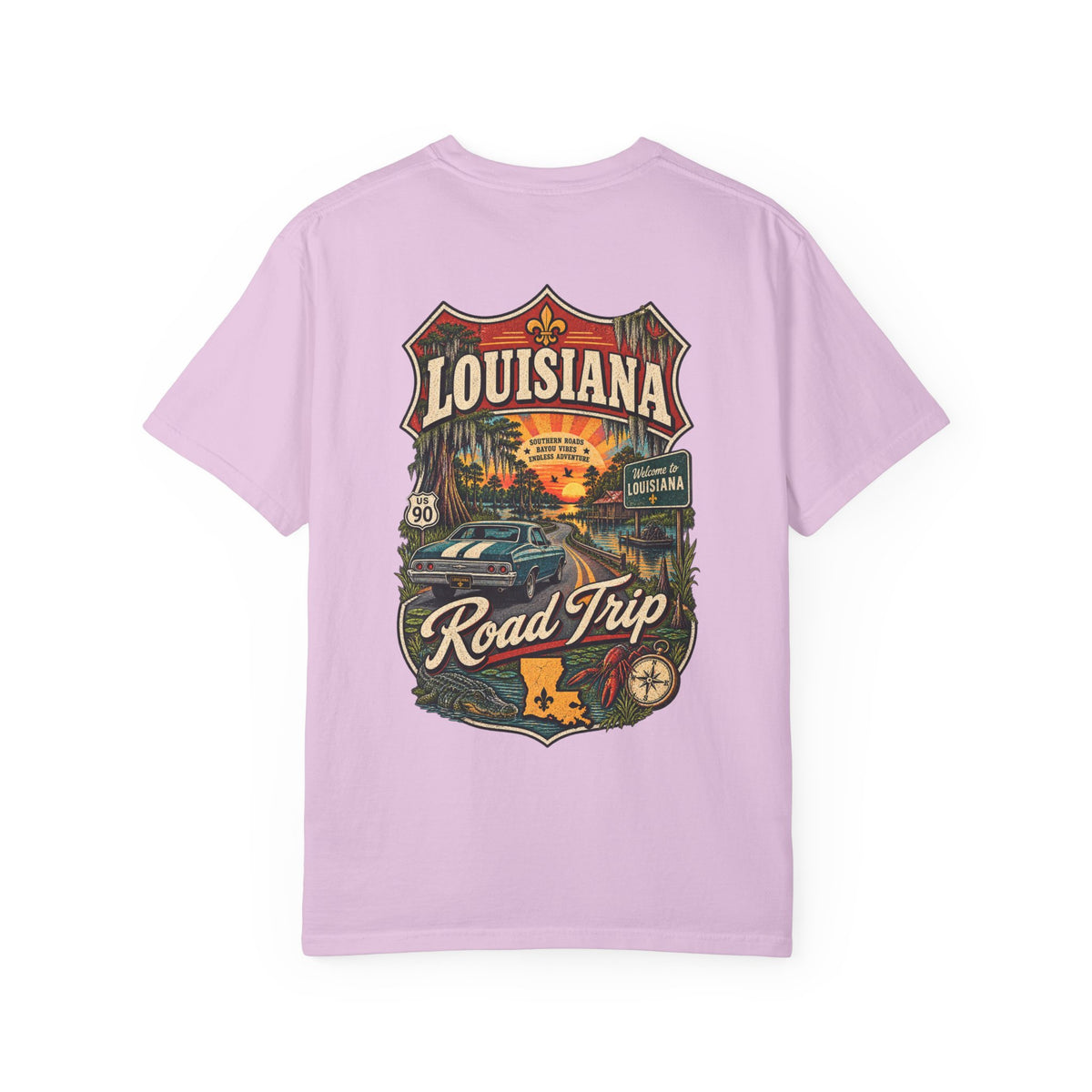 Louisiana Road Trip Unisex Comfort Color 1717 Streetwear Graphic Tee