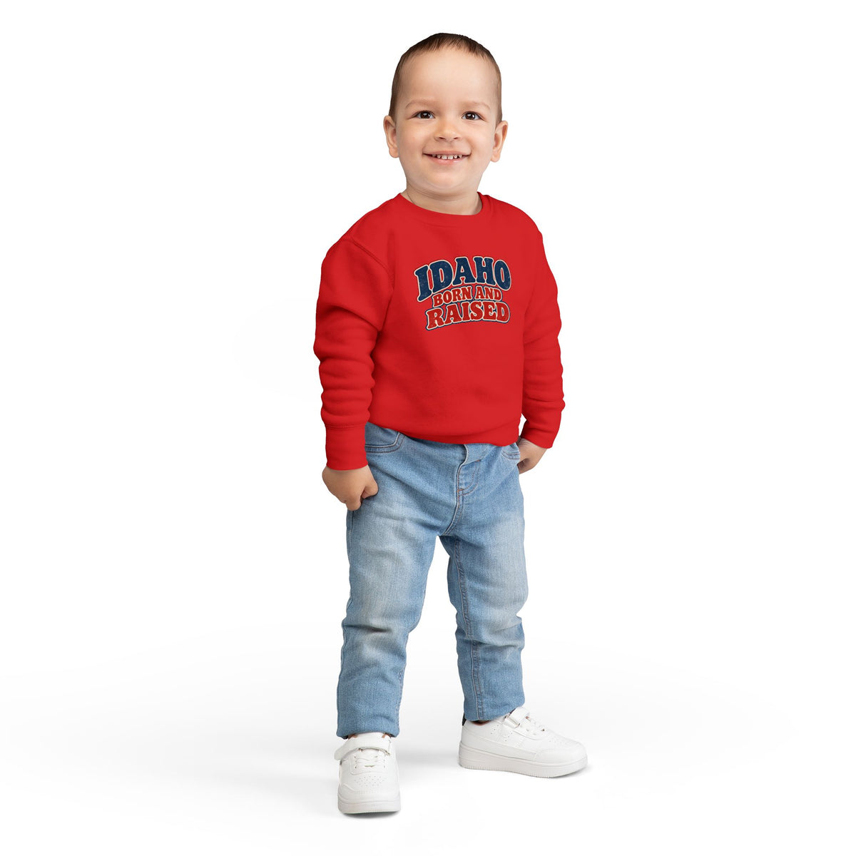 Idaho Born and Raised Retro 1970s Unisex Toddler Sweatshirt