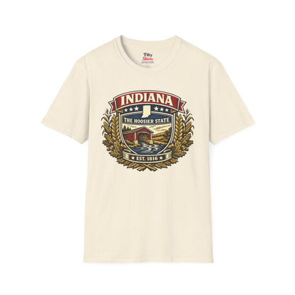 Indiana Heritage Badge Unisex Softstyle T Shirt State Pride Graphic Tee Collections FS03