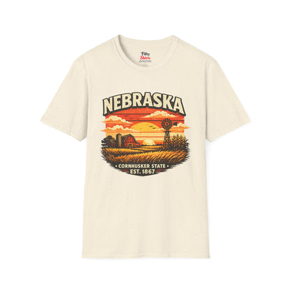 Nebraska Prairie Sunset Unisex Softstyle T Shirt State Pride Graphic Tee Collections FS03