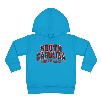 South Carolina Born and Raised Southern Americana Unisex Toddler Pullover Fleece Hoodie