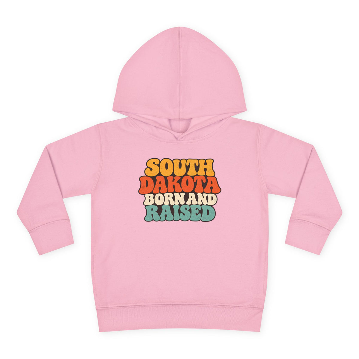 South Dakota Born and Raised Retro 1970s Unisex Toddler Pullover Fleece Hoodie