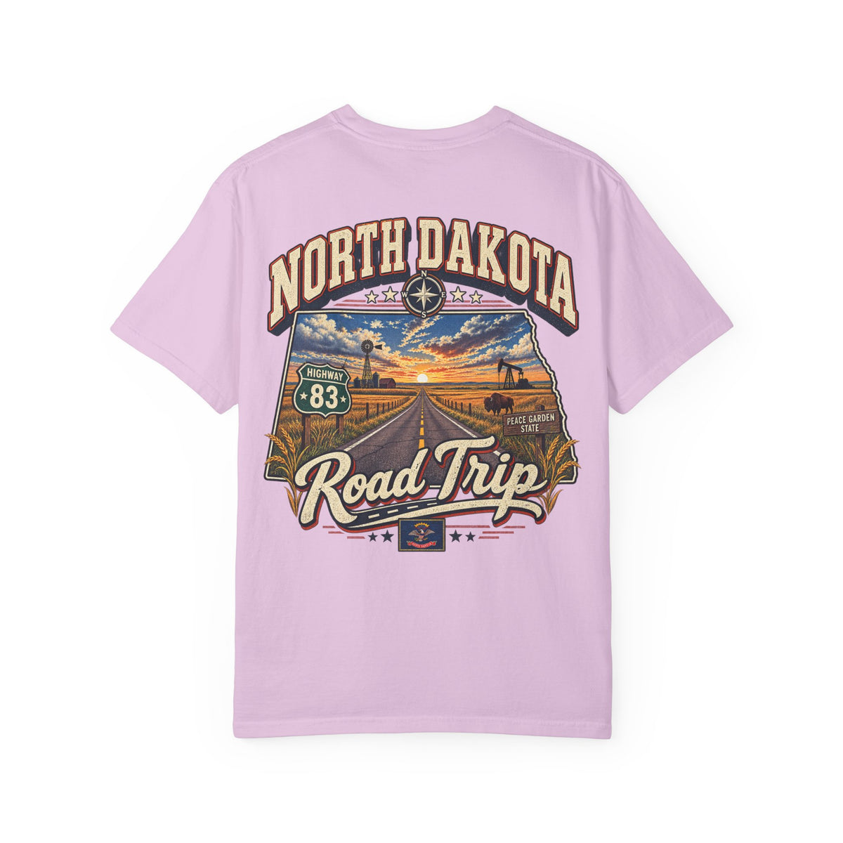 North Dakota Road Trip Unisex Comfort Color 1717 Streetwear Graphic Tee