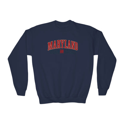 Maryland Born and Raised Timeless Heritage Unisex Youth Crewneck Sweatshirt Graphic