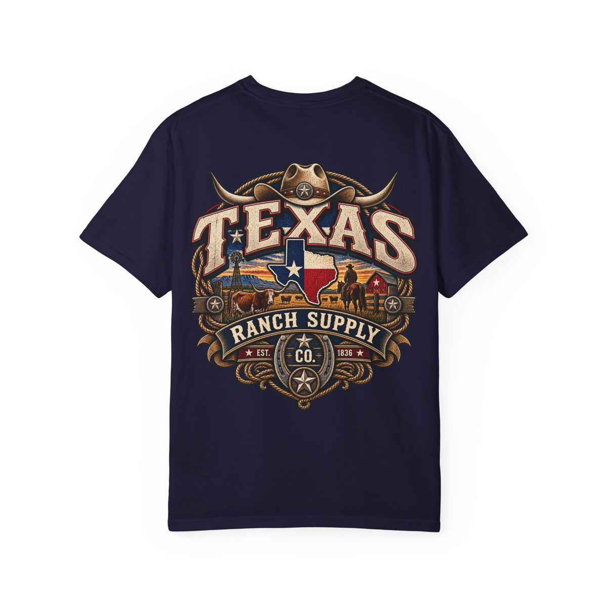 Texas Ranch Supply Co. Unisex Comfort Color 1717 Streetwear Graphic Tee