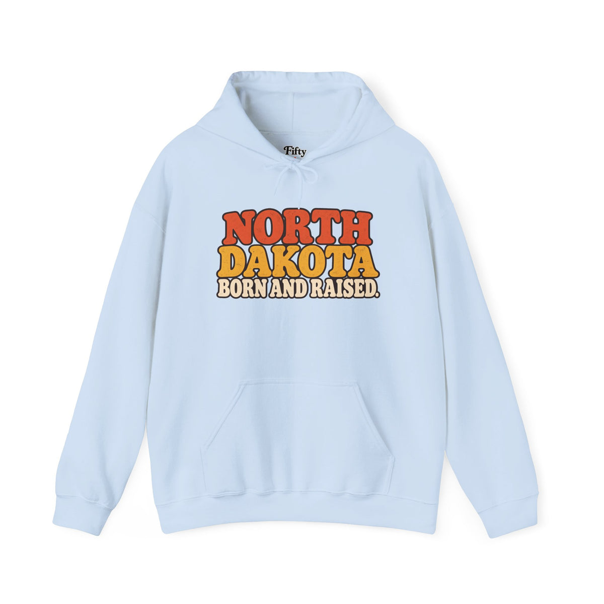 North Dakota Born and Raised 1970s Prairie Retro Unisex Hoodie Graphic