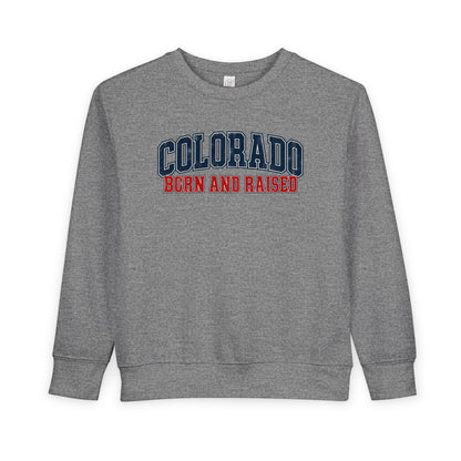 Colorado Born and Raised Collegiate Classic Unisex Toddler Sweatshirt