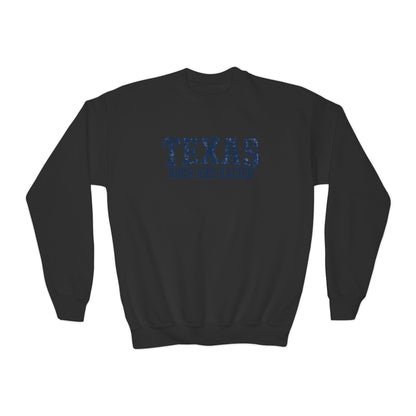 Texas Born and Raised Premium Streetwear Unisex Youth Crewneck Sweatshirt Graphic