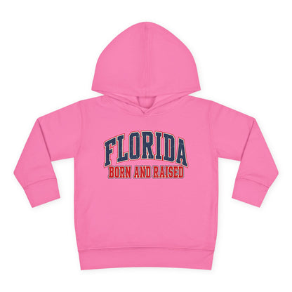 Florida Born and Raised Vintage Collegiate Unisex Toddler Pullover Fleece Hoodie