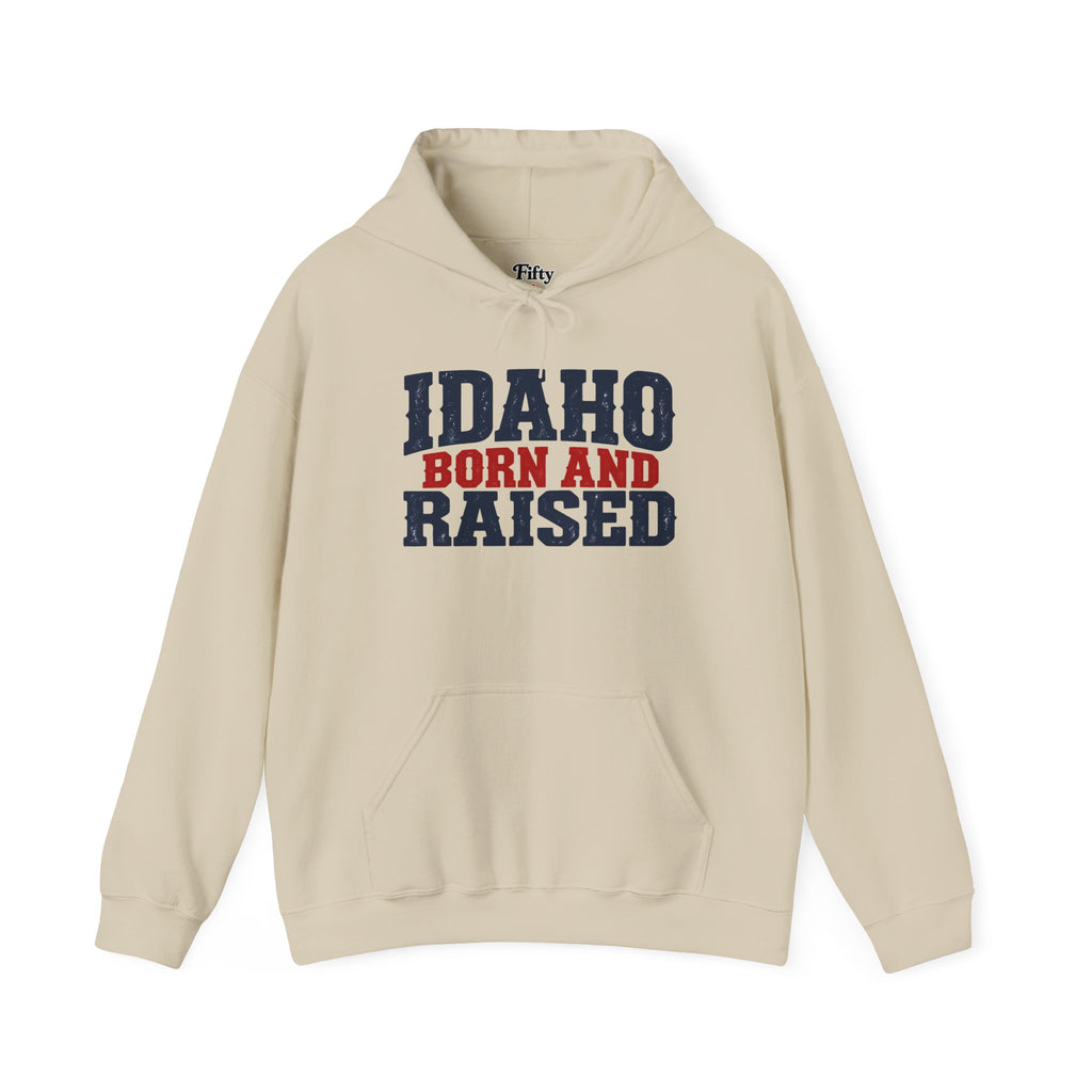 Idaho Born and Raised Bold Americana Unisex Hoodie Graphic