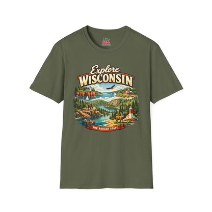 Explore Wisconsin Unisex Softstyle T Shirt State Pride Graphic Tee Collections FS03