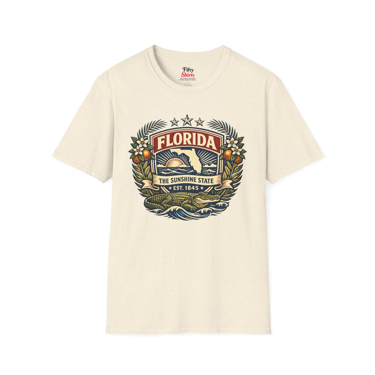 Florida Heritage Badge Unisex Softstyle T Shirt State Pride Graphic Tee Collections FS03