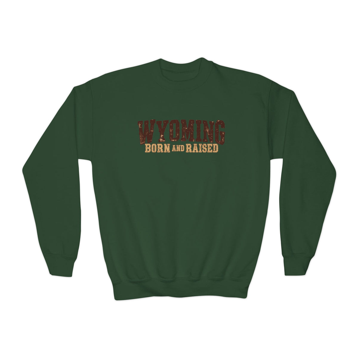 Wyoming Born and Raised Cowboy Heritage Unisex Youth Crewneck Sweatshirt Graphic