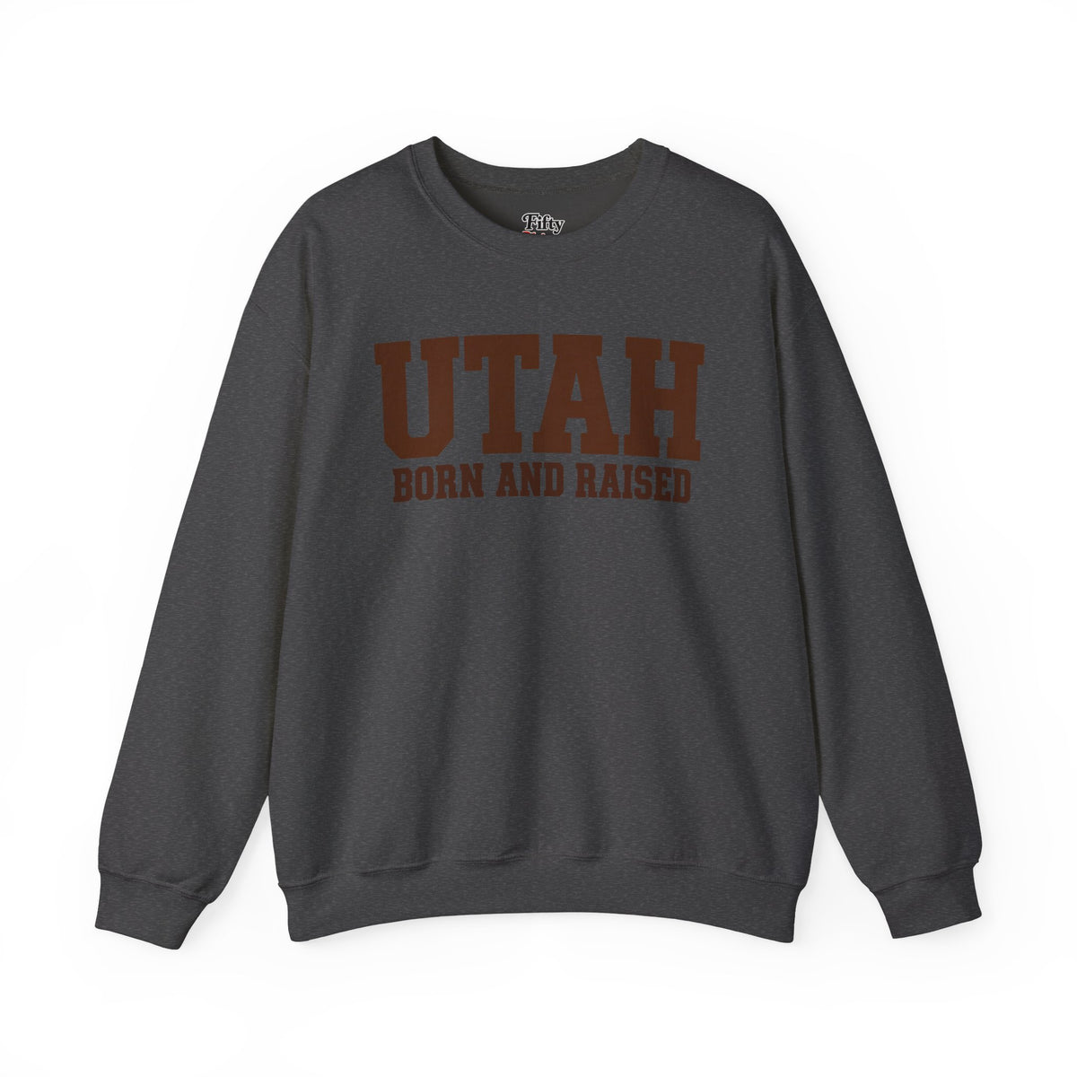 Utah Born and Raised Unisex Crewneck Sweatshirt State Name Graphic