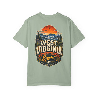 West Virginia Appalachian Sunset Unisex Comfort Color 1717 Streetwear Graphic Tee