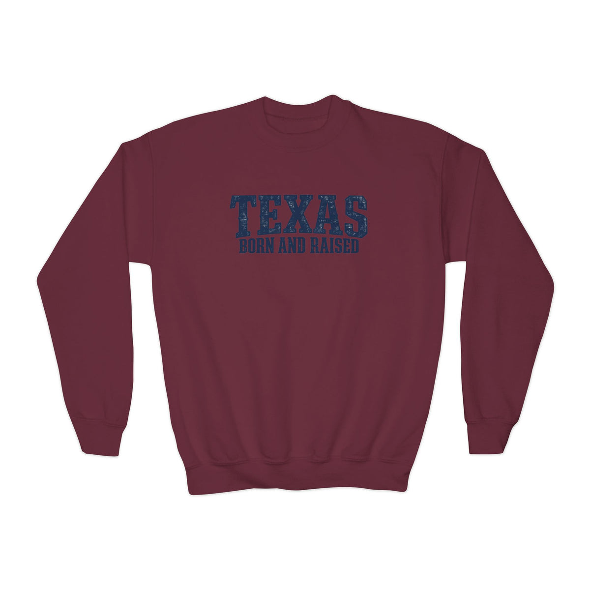 Texas Born and Raised Premium Streetwear Unisex Youth Crewneck Sweatshirt Graphic