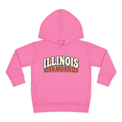 Illinois Born and Raised Retro 1970s Unisex Toddler Pullover Fleece Hoodie