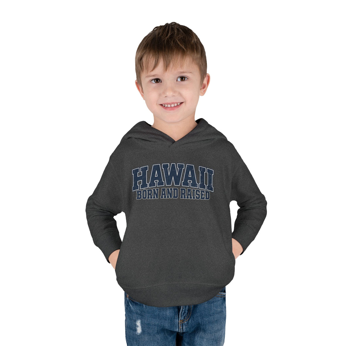Hawaii Born and Raised Vintage Athletic Unisex Toddler Pullover Fleece Hoodie