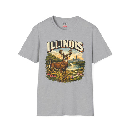 Illinois Wildlife Unisex Softstyle T Shirt State Pride Graphic Tee Collections FS03