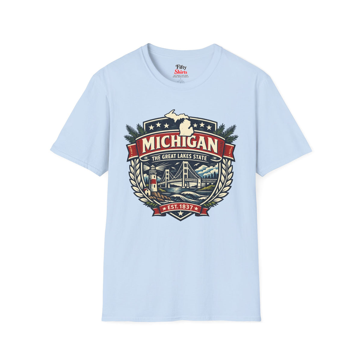 Michigan Heritage Badge Unisex Softstyle T Shirt State Pride Graphic Tee Collections FS03