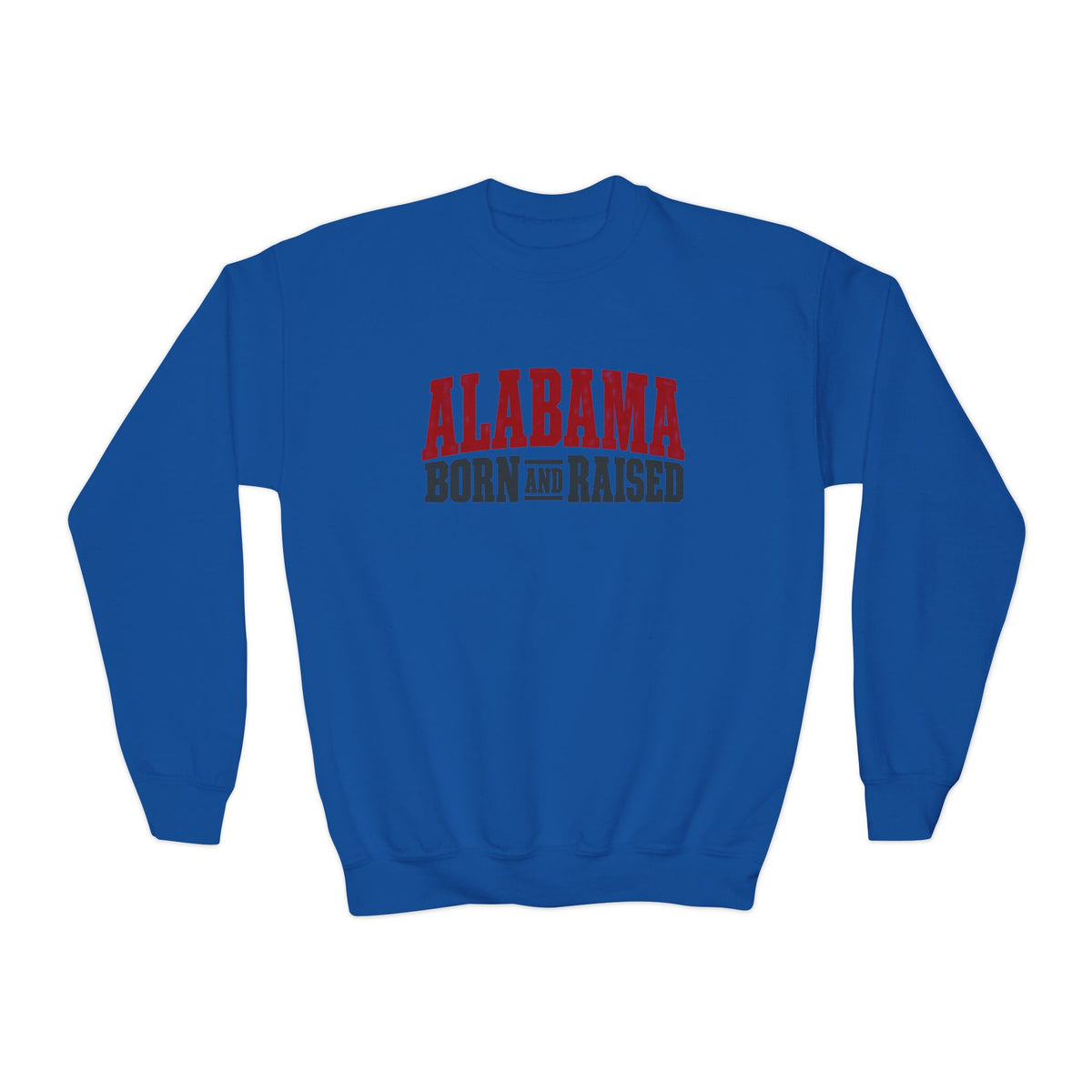 Alabama Born and Raised Rugged Workwear Unisex Youth Crewneck Sweatshirt Graphic