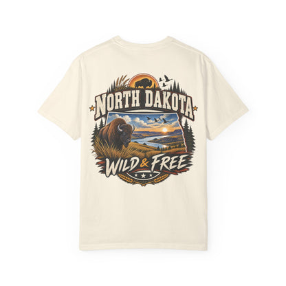 North Dakota Wild & Free Unisex Comfort Color 1717 Streetwear Graphic Tee