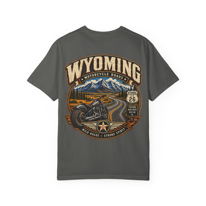 Wyoming Motorcycle Roads Unisex Comfort Color 1717 Streetwear Graphic Tee