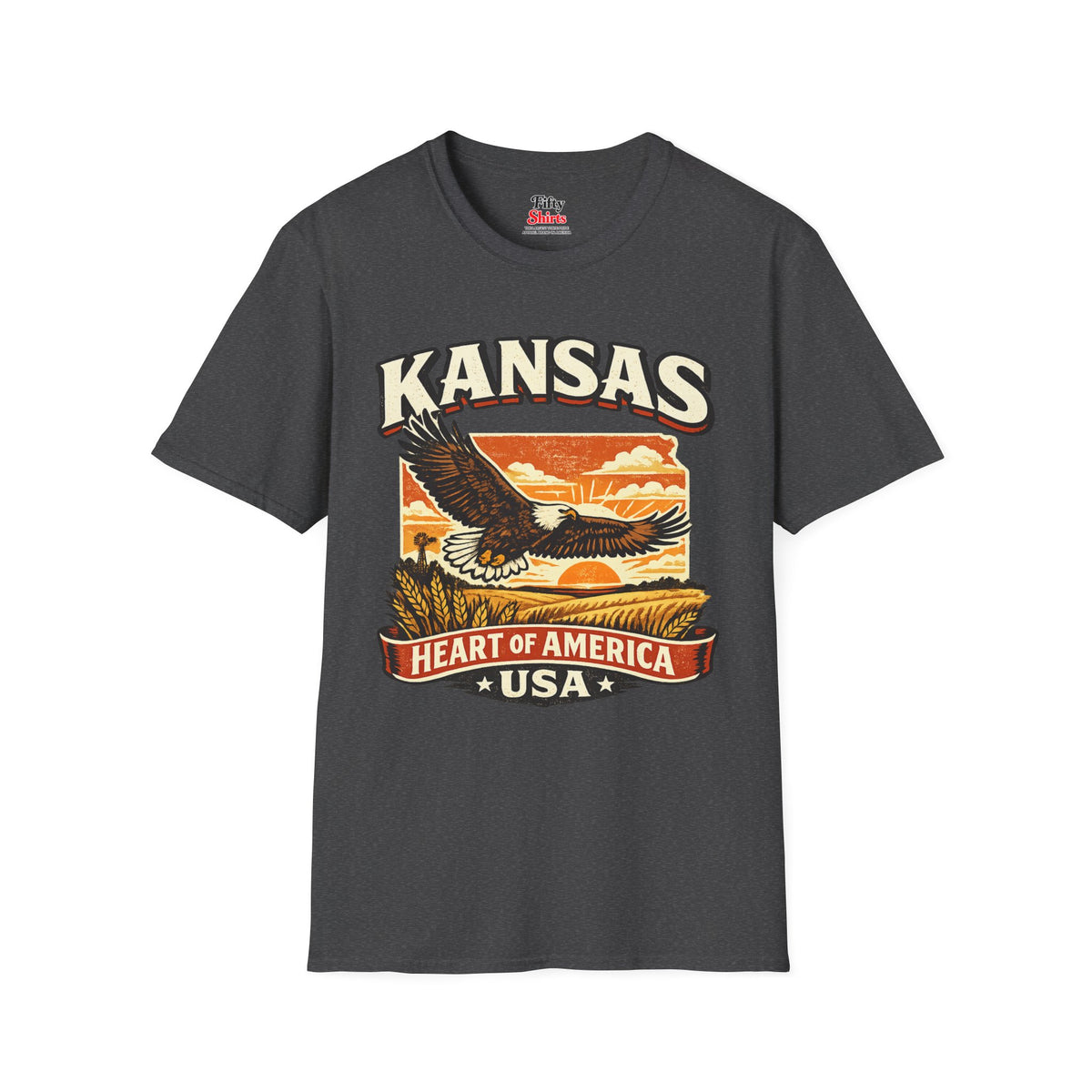 Heart of America Kansas Unisex Softstyle T Shirt State Pride Graphic Tee Collections FS03