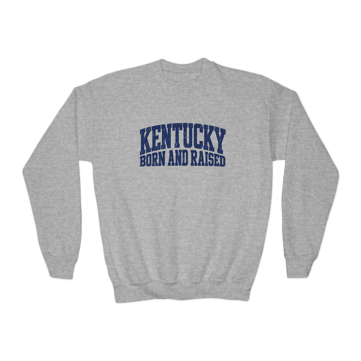 Kentucky Born and Raised Bold Athletic Unisex Youth Crewneck Sweatshirt Graphic