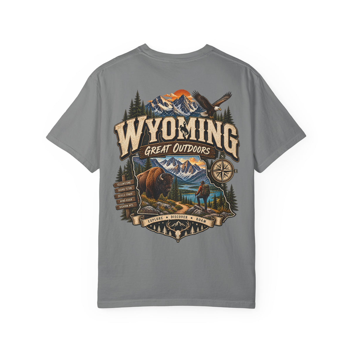 Wyoming Great Outdoors Unisex Comfort Color 1717 Streetwear Graphic Tee