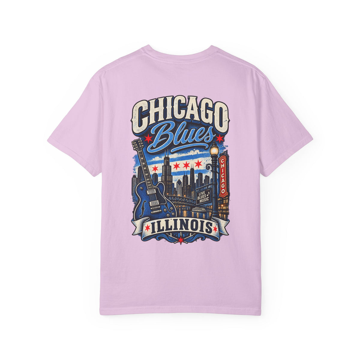 Chicago Illinois Blues Streetwear Unisex Comfort Color 1717 Streetwear Graphic Tee